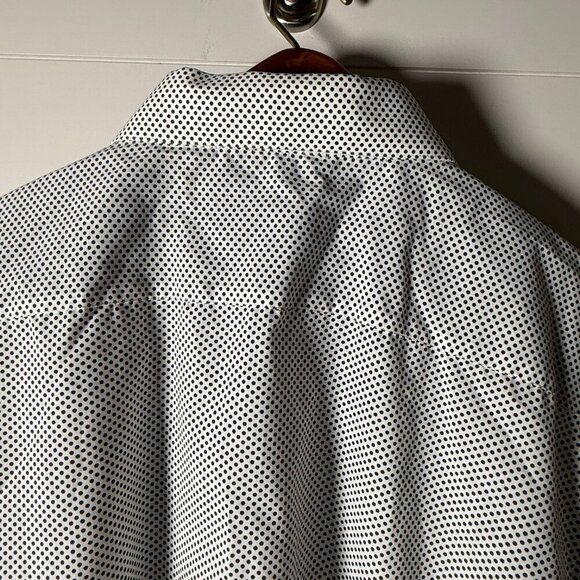 Stacy Adams Men's Dress Button Down Shirt White & Black Polka Dots Sz 22 34/35 - Picture 5 of 10